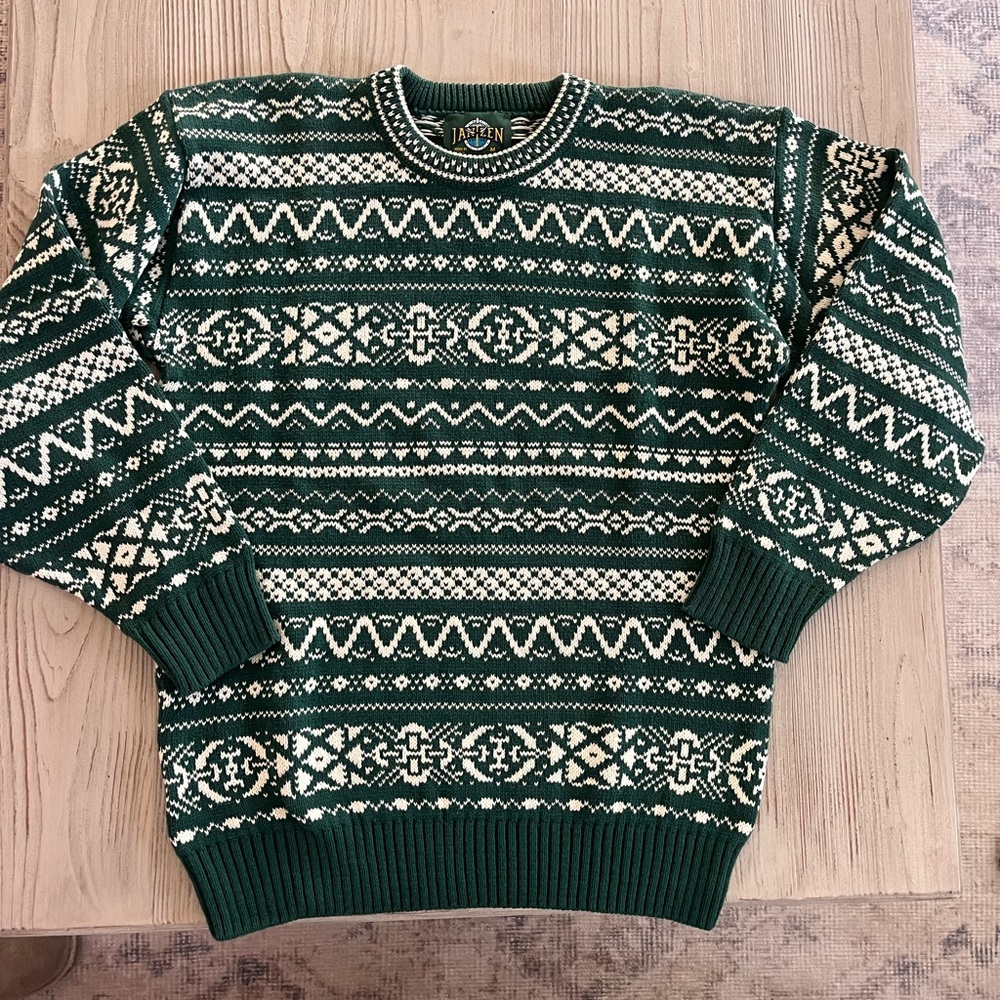 Vintage Janzen Men's Sweater in Forest Green made in USA